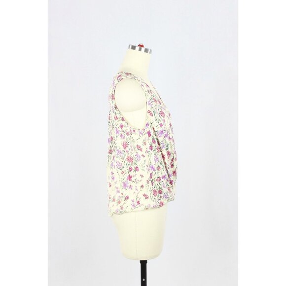 VELVET GRAHAM & SPENCER Yellow Floral Challis Draped Surplice Blouse, Size S - Picture 2 of 10